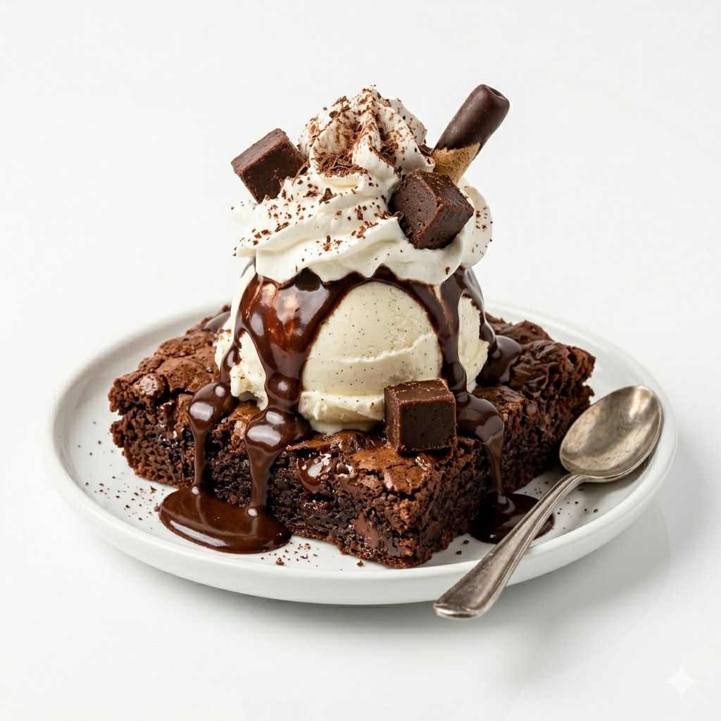 Brownie with Ice Cream Sundae